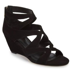 Isola - Filisha Wedge Sandal, Black Suede, Nordstrom, Size 9